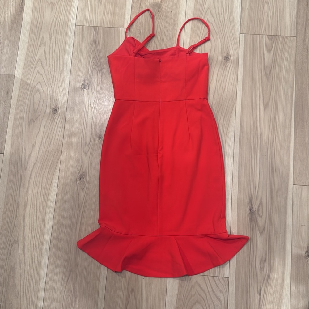 French Connection Red Mini Ruffle Hem Dress - Picture 2 of 6